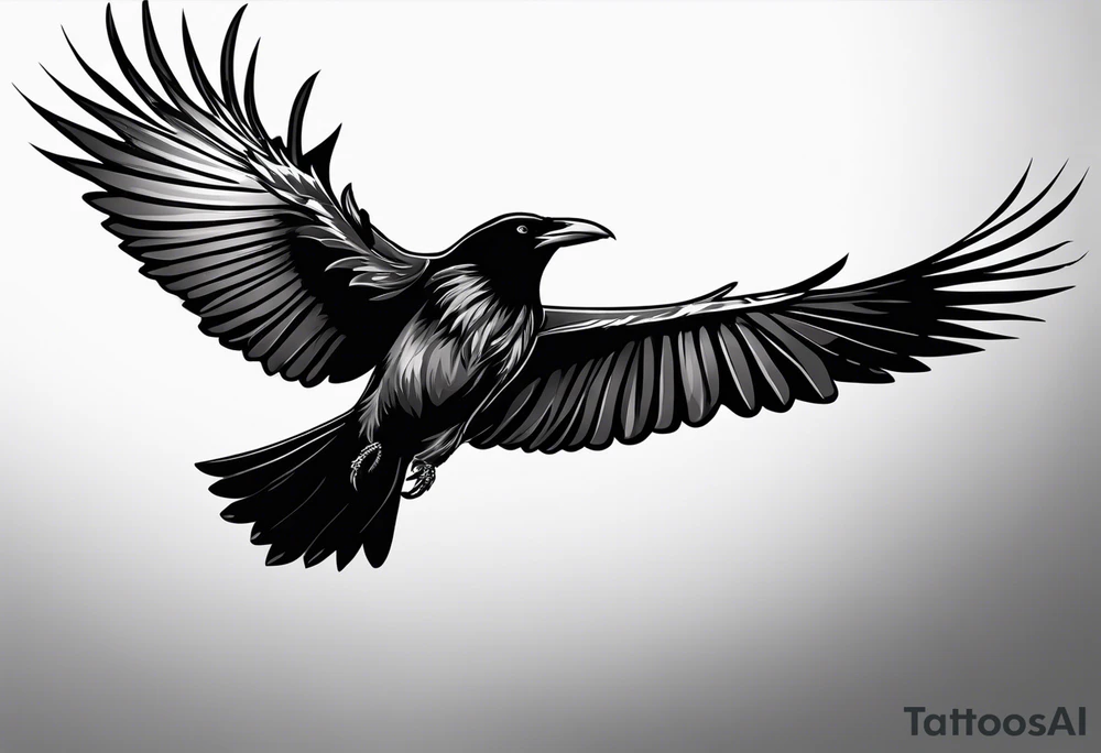 raven flying tattoo idea