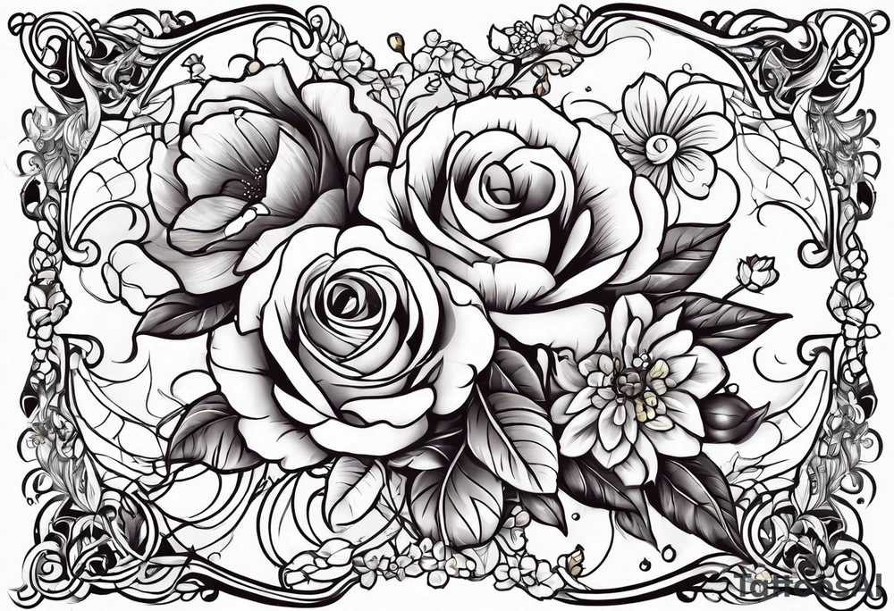 date, with flowers surrounding tattoo idea