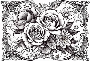 date, with flowers surrounding tattoo idea