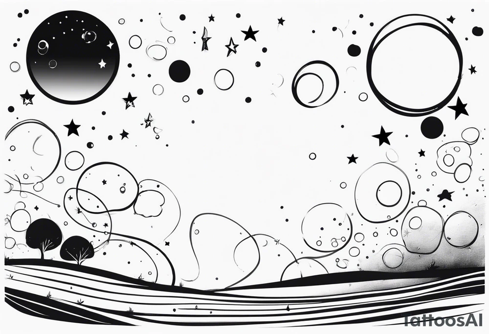 Bubbles with stars tattoo idea
