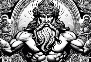 Poseidon hält etwas in beiden Händen tattoo idea