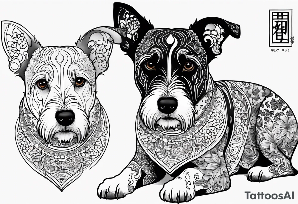 tattoo for my white and black spotted 
mountain terrier named buddy tattoo idea