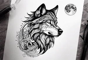 a wolf with the moon in the background tattoo idea