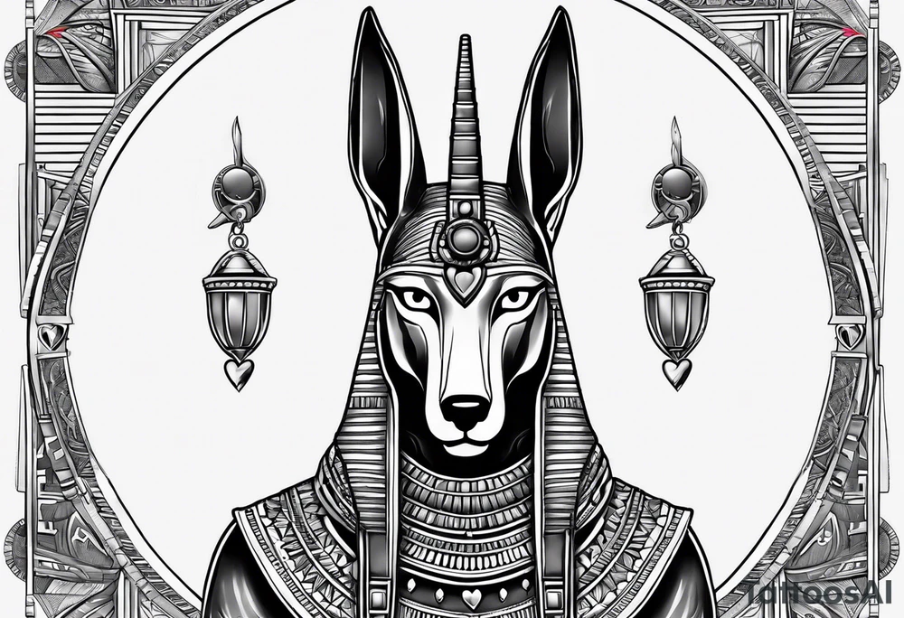 Egyptian style anubis weighing the heart tattoo idea