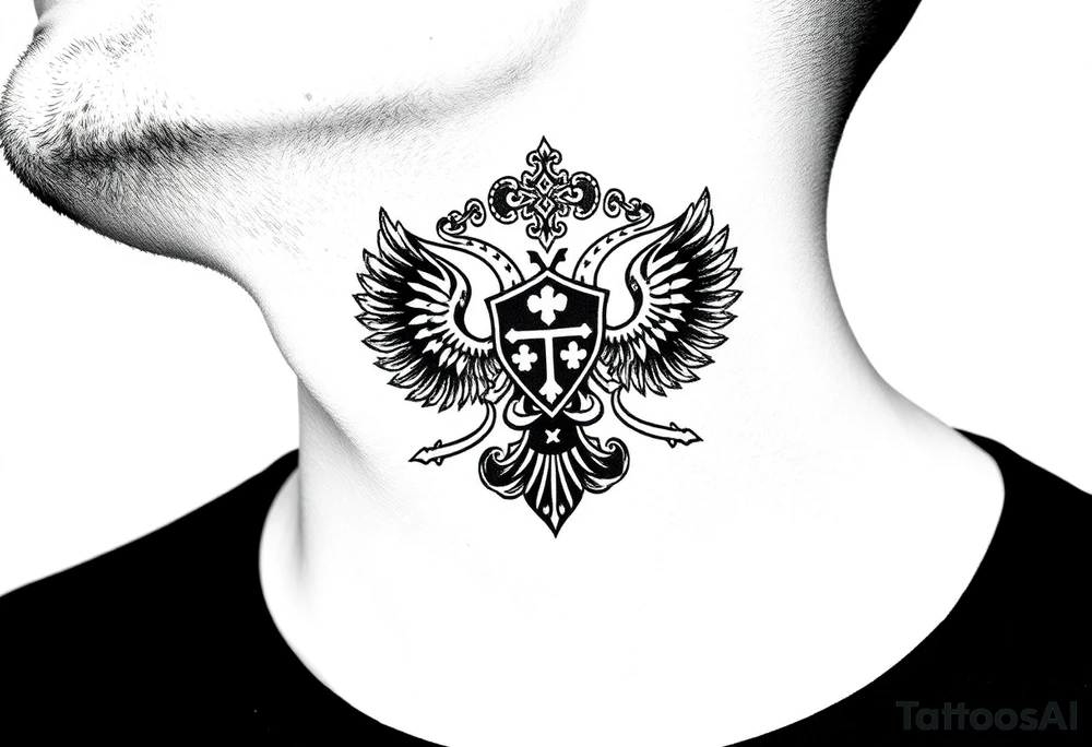 russian christian orthodox military neck design front facing tattoo idea