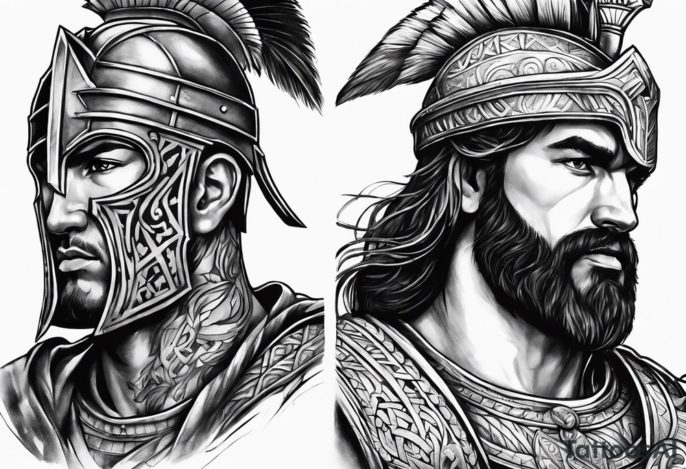 Kairos god and Gladiator warrior tattoo idea
