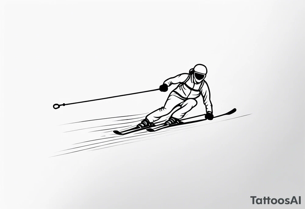 Skier in motion, single line tattoo idea