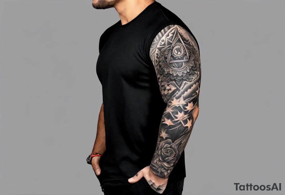 Sleeve with a Texas theme tattoo idea