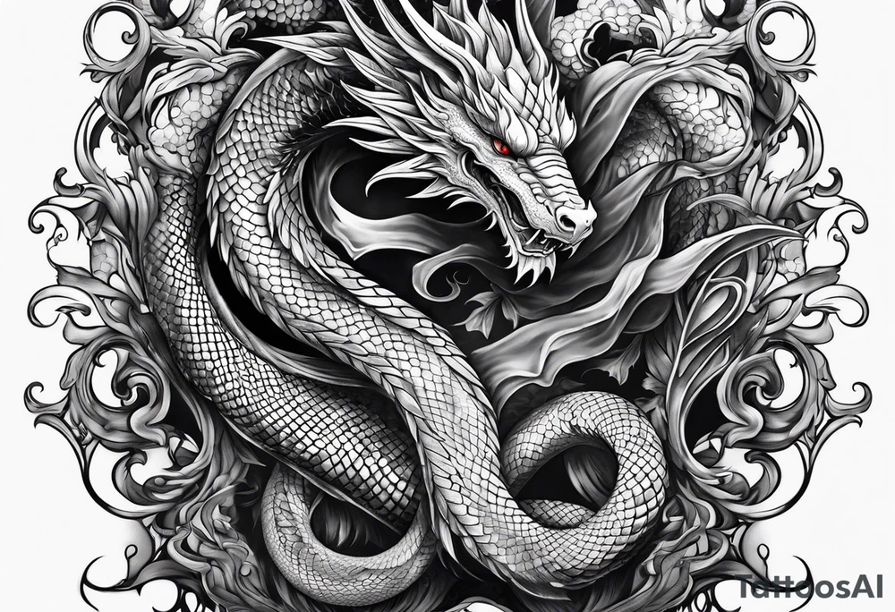Dragon snake angel tattoo idea