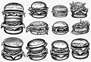 double patty burger tattoo idea