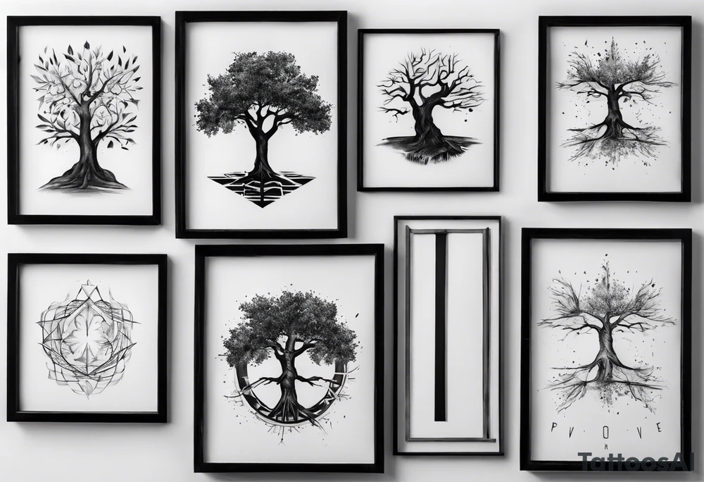 POV under a tree square framed minimalistic tattoo idea