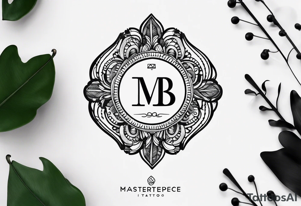minimalist tag-style tattoo that consists only of the letters 'MRBG'. simple and not too fancy, just the clean and bold letters arranged in a stylish way. tattoo idea