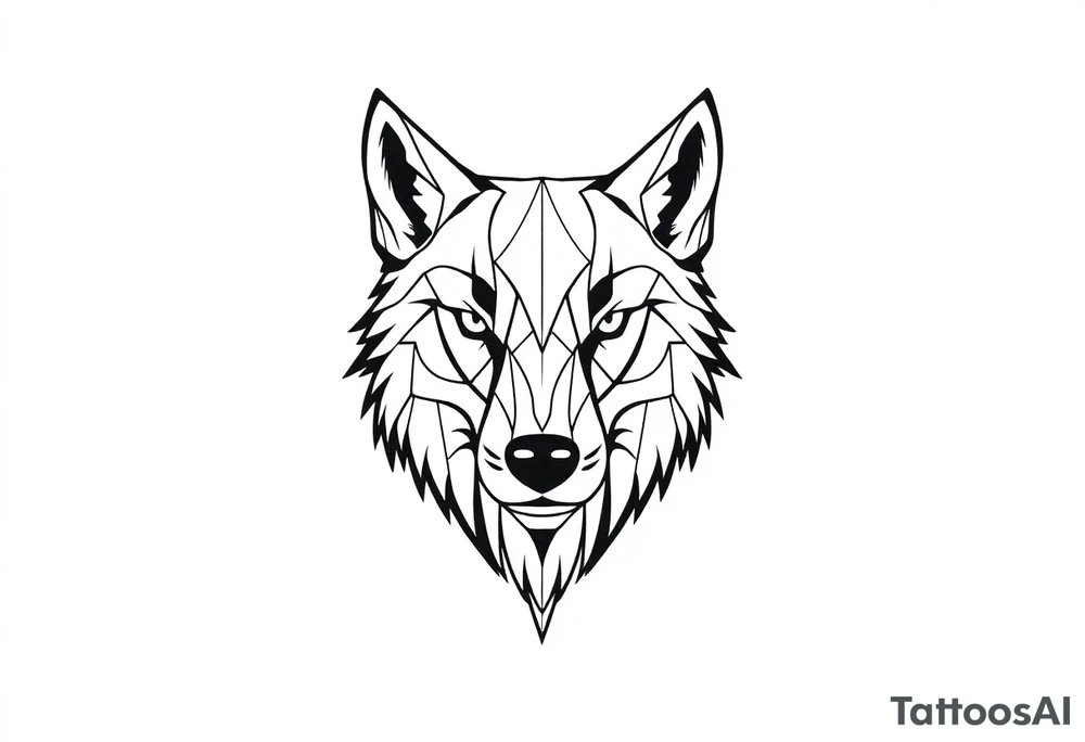 Geometric friendly  wolfface tattoo idea