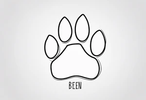 Paw Print with a name Ben tattoo idea