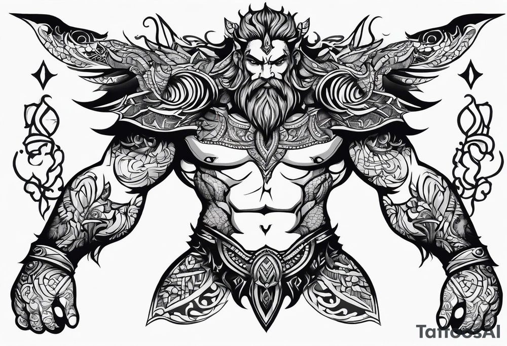full body strong mythical giant with one eye tattoo idea