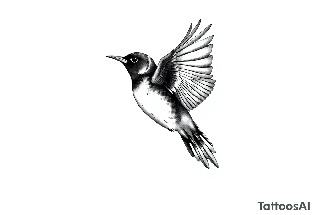 Male European Blackbird flying tattoo idea tattoo idea