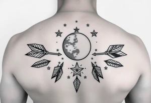 Wesley Brantley Logan with arrows and moons and stars tattoo idea