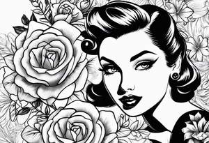A tribute to 1950s pinup fashion tattoo idea
