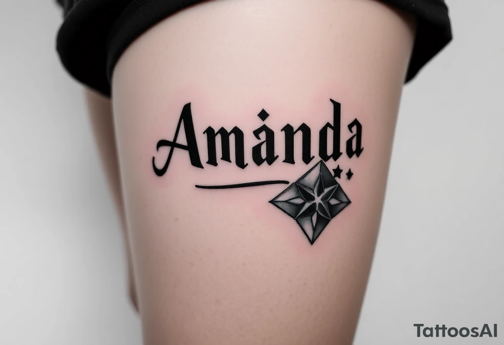 Name Amanda with Harry Potter theme tattoo idea