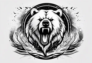 Ripping bear claw cosmic space tattoo idea