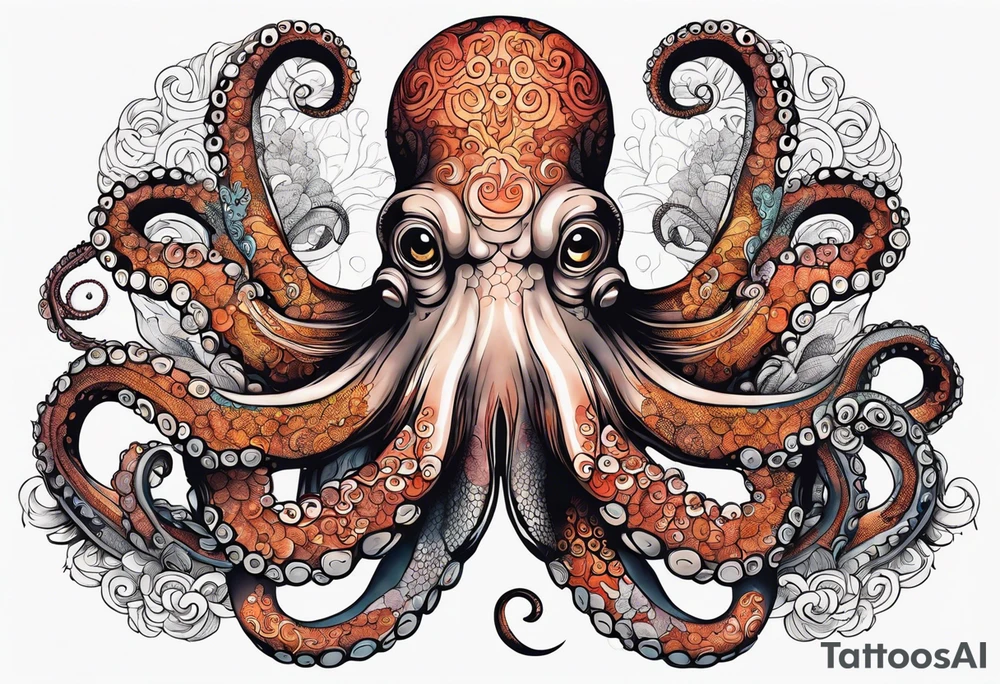 Octopus around human lungs tattoo idea