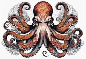 Octopus around human lungs tattoo idea