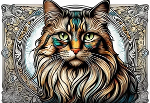 Long hair cat, regal, face tattoo idea