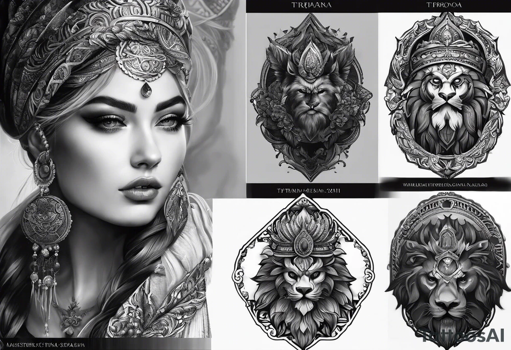 Три богатыря держат дракона на цепи tattoo idea