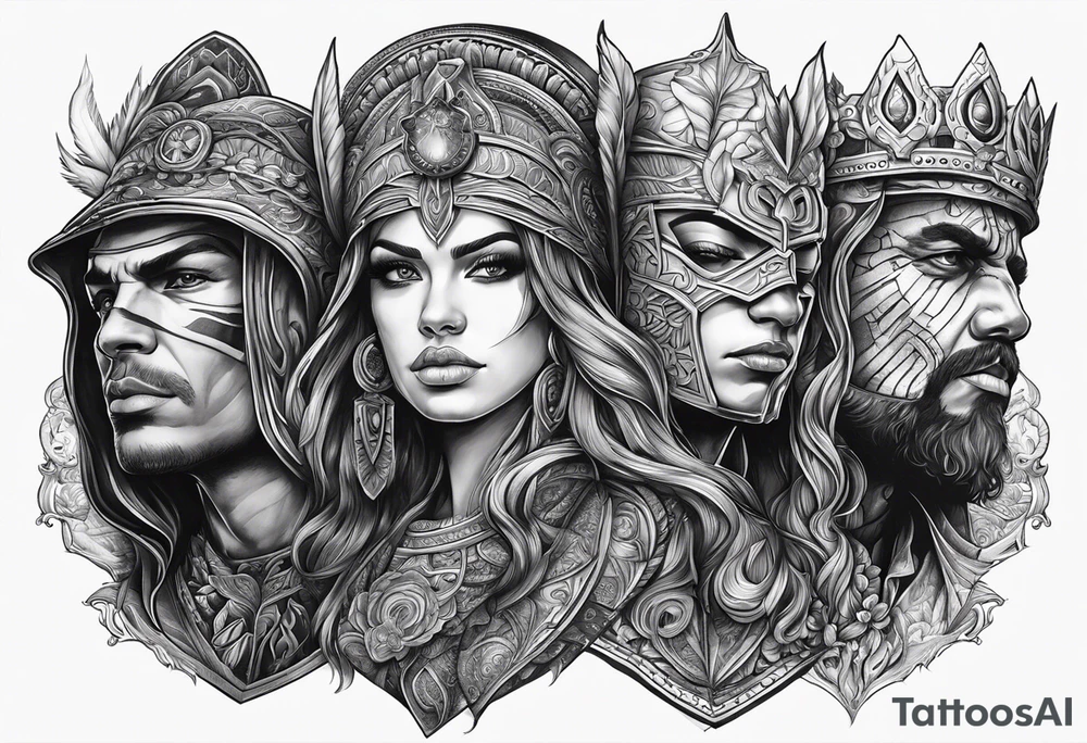 Os quatro cavaleiros do apocalipse juntos, descritos conforme a bíblia. tattoo idea