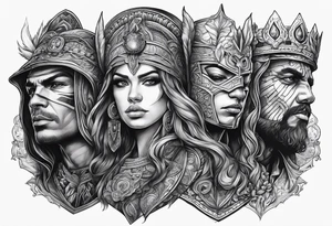 Os quatro cavaleiros do apocalipse juntos, descritos conforme a bíblia. tattoo idea
