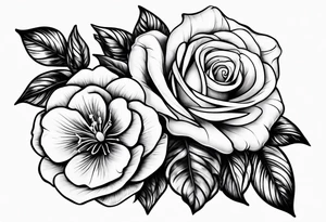 violets and rose tattoo idea
