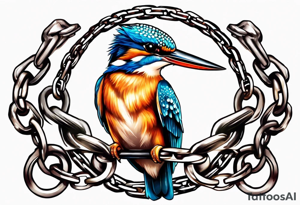 Kingfisher trapped in chains tattoo idea