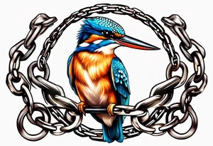 Kingfisher trapped in chains tattoo idea