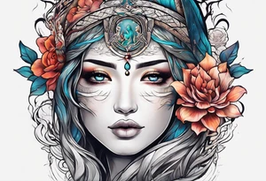 Resurrection Beautiful woman rising from her dead self to inner peace and self-love tattoo idea