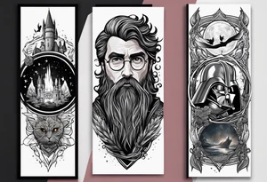 Harry potter combined with star wars and lord of the rings tattoo idea