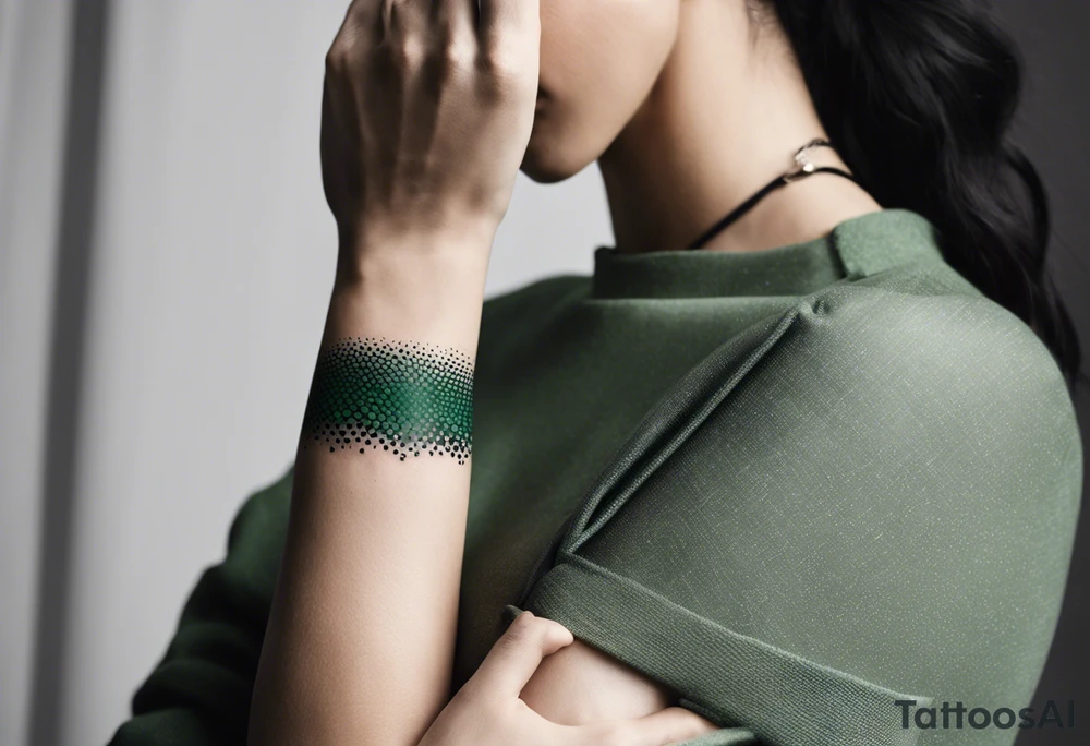 lines around wrist, abstract, green and black, covered from wrist to forearm, fully covered, no borders, blackwork, no people tattoo idea