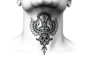 russian christian orthodox military neck design front facing tattoo idea