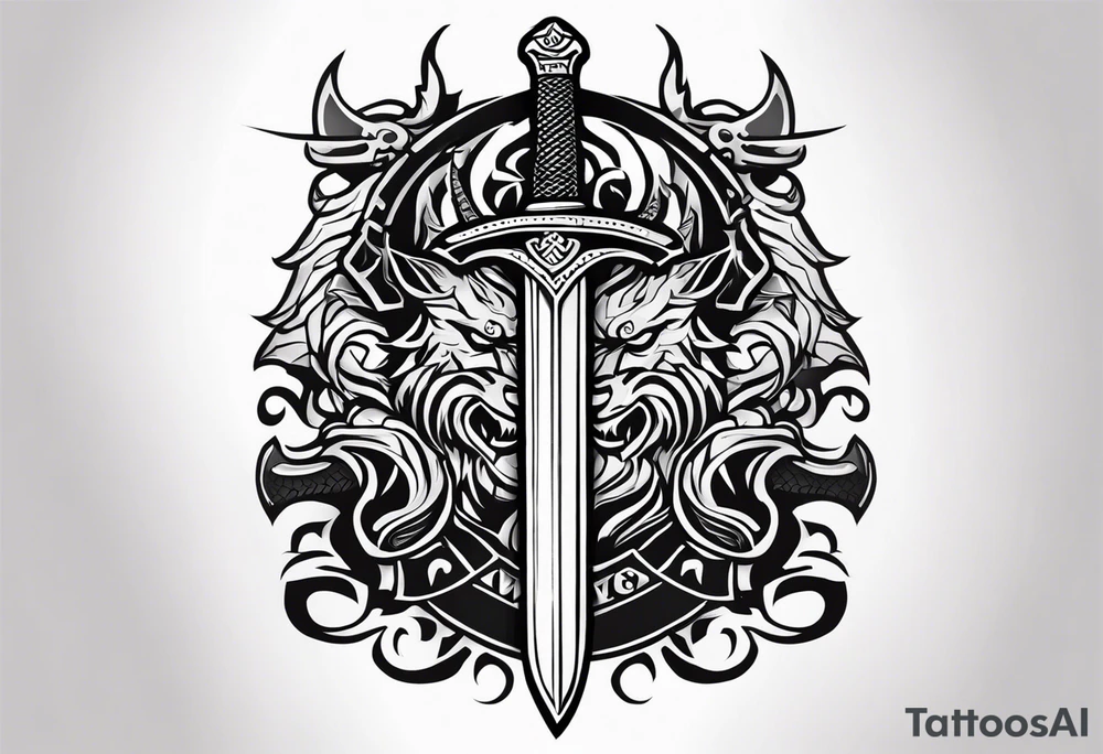 Viking sword Valhalla dragon tattoo idea