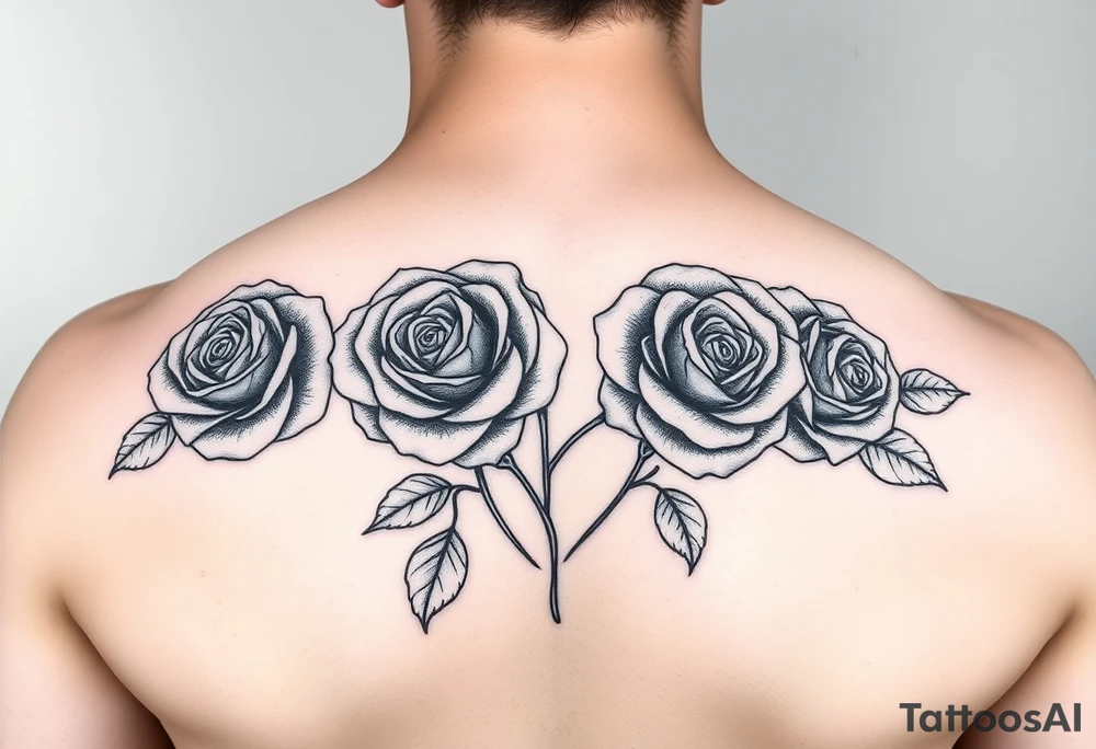4 Rose tattoo in color tattoo idea