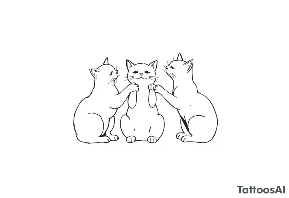 three cats playing tattoo idea