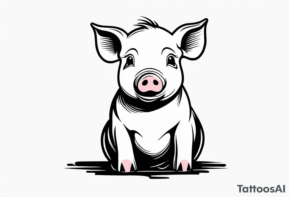cute pig or piglet.
with text: "friends not food" 

only very thin lines. no shading. black and white only. simple outline only tattoo idea