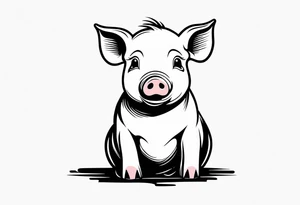 cute pig or piglet.
with text: "friends not food" 

only very thin lines. no shading. black and white only. simple outline only tattoo idea