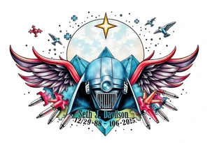 memorial, futuristic, star wars, space, Harley Davidson, skateboarding, camping, puzzle pieces, video games, heaven, god, outdoors, bullets,
Seth J. Carter AKA "Darth Carter"
12/29/88-01/06/2025 tattoo idea