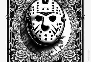 Friday the 13th Jason mask, horror, Japanese art tattoo idea