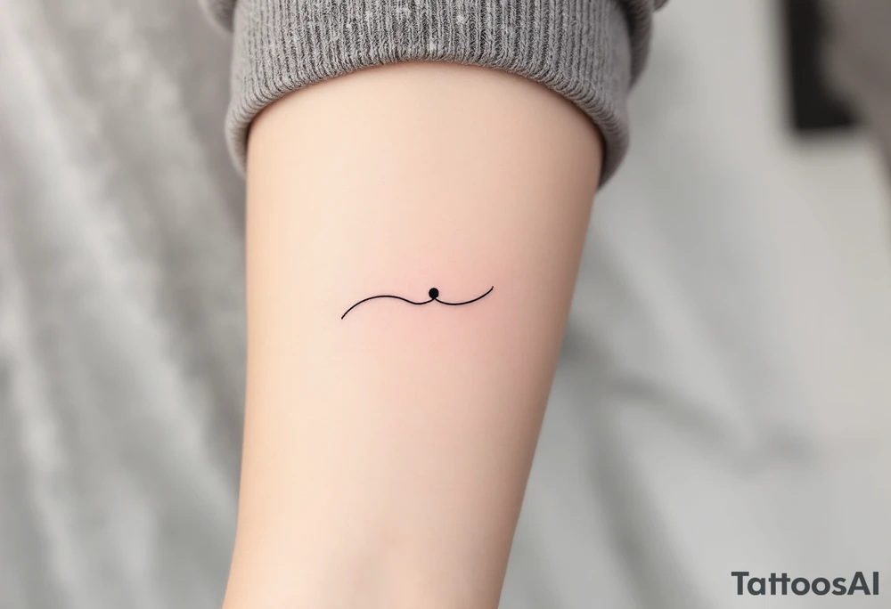 A single line with a dot above it tattoo idea