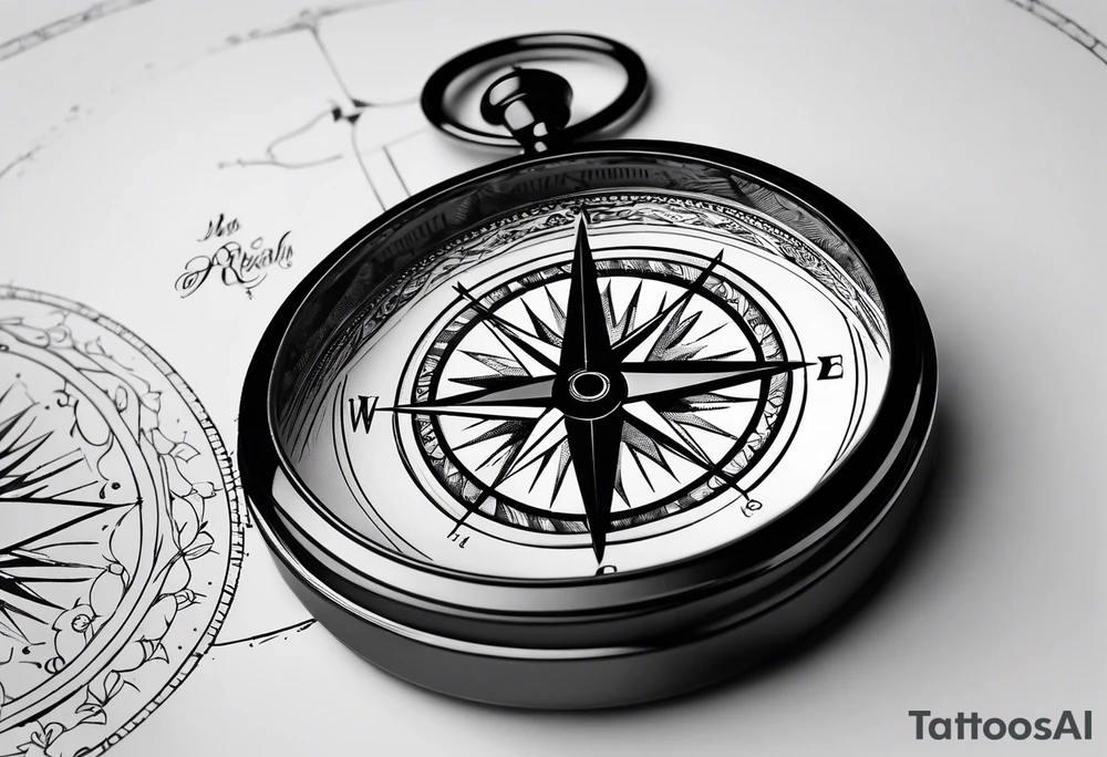 pocket compass opened with signature engraving on the top half inside tattoo idea pocket compass opened with signature engraving on the top half inside tattoo idea