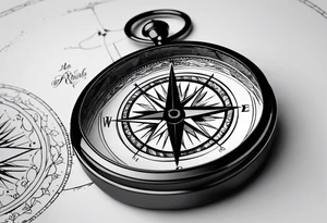 pocket compass opened with signature engraving on the top half inside tattoo idea