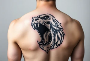 powerful man in an climbing out of his own mouth tattoo idea