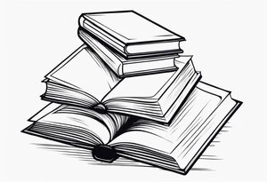Open book on top of a stack of books tattoo idea