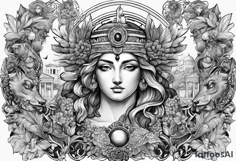 greek mythology collage tattoo idea